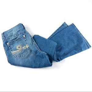 seven7 jeans size 12 gold design pockets bootcut